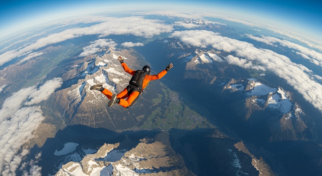 Fallschirmspringen über Europas Landschaften
